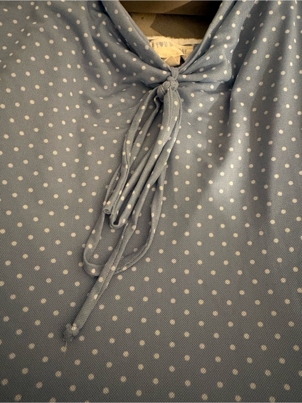 See You Monday Light Blue Polka Dot Maxi Dress with Tie Front - Picture 5 of 6